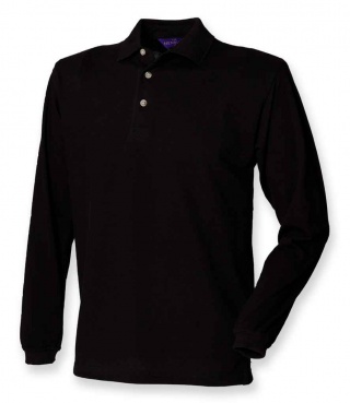 Henbury H105 Long Sleeve Cotton Piqu Polo Shirt